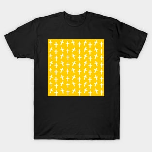 Christian cross Jesus yellow Easter pattern T-Shirt